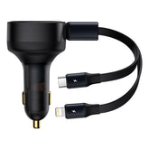 Enjoyment Retractable 2-in-1 Car Charger C+L 30W Dual Fast Charging