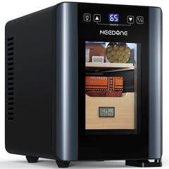 8L Electric Cigar Humidor, Quiet Heating & Cooling, Spanish Cedar Shelves, Drawer & Hygrometer