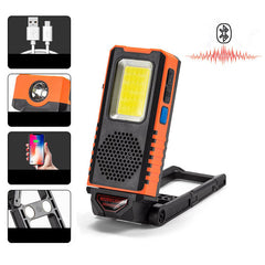 6Modes 3-in-1 COB Work Light + Bluetooth Audio + Power Bank USB Recharging Multifunction Foldable Warning Spotlight Waterproof LED Lights