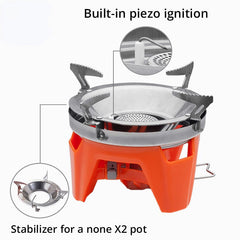 Outdoor Gas Stove Burner Tourist Portable Cooking System With Heat Exchanger Pot Camping Hiking Gas Cooker