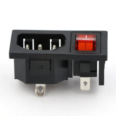AC 10A 250V 3Pins Rocker Switch Power Socket Fused IEC 320 C14 Inlet Fuse Switch Connectors Plug Connectors