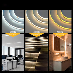 12V/24V LED NIght Light Strip 360/528 LEDs High Density Flexible FCOB COB Led Lights Strip with Changeable Color Temperature for Bedroom Kitchen
