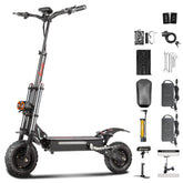 Electric Scooter with Seat, 60V 40Ah, 3000W Dual Motors, 11 Inch Off-Road Tires, 25KM/H Top Speed, 120KM Range, 150KG Max Load, Foldable E-Scooter