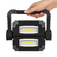 USB Rechargeable Outdoor Portable Work Lamp Searchlight Double Head COB Camping Light Anti-fall Flood Camp Spotlight