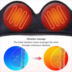Vibration Breast Massager Bra - Adjustable, Wireless, Black, 12V, 15 Min Massage, Intelligent Temp Control, Comfortable Wear