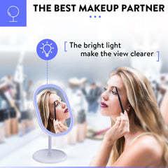Professional Makeup Mirror with LED Light USB Charging 180Rotation 3 Light Mode 10X Magnification Touch Button Detachable Base