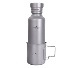 Titanium Sports Bottle with Hanging Lid Tea Cup Outdoor Camping Cycling Wide-mouth Water Bottle Mug
