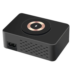 140W 8-Port USB PD Charger, Black, 4 USB-A & 4 USB-C, 15W Wireless Charging, EU/US Plug, Durable ABS+PC