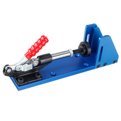 Blue Aluminum Alloy Diagonal Puncher Kit for Wood Drilling, Adjustable Pocket Jig with 9.5mm Drill Bit, 1 Set