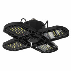 96/300LED Deformable LED Garage Lights: Ultra-Bright Adjustable Ceiling Light, E26/E27 Work Bulbs with 2/3 Leaves in Die-Cast Aluminum/Plastic