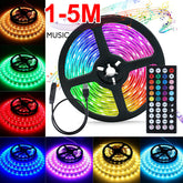 1/2/3/4/5m 5V 3528 RGB USB LED Strip Light Music Sync with 44 Key IR Remote Control Christmas Decorations Lights