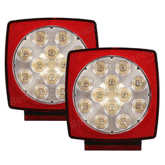 12V LED Square Trailer Tail Lights Truck Brake Stop Lamp Stud Mount Universal