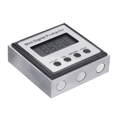 Mini Digital Protractor with Magnetic Base, 360° Measurement, Large LCD Display, Portable Tool, Stainless Steel, White