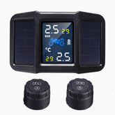 Solar Power + USB TPMS Waterproof LCD Display Motorcycle Real Time Tire Pressure Monitor System Wireless WI External Sensor
