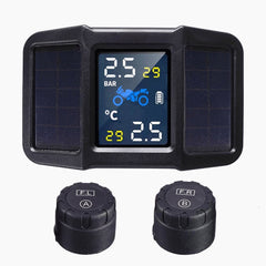 Solar Power + USB TPMS Waterproof LCD Display Motorcycle Real Time Tire Pressure Monitor System Wireless WI External Sensor
