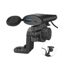 Dual Fast Charging USB Charger for Motorcycles, 30W USB-C & 18W USB-A, Safe, Portable, Easy Installation, Black