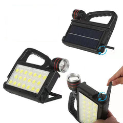 Solar Work Light 6 Modes Lighting USB Solar Recharging Multifunction Warning Spotlight Waterproof LED Hand Lamp