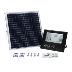 Bright Solar Powered 100 LED Flood Security Light Dimmable with Remote Controller for Garden Wall Outdoor
