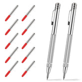 Tungsten Carbide Scriber Set - 2 Tools, 10 Replacement Tips, Magnetic, Durable Aluminium, Ergonomic Design, 15cm