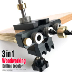 Three-in-One Positioning Hole Puncher for Woodworking - Compact, Durable, CNC Machined, Anodized Finish, 6061 Aluminum Alloy