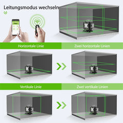 4D 16 Line Laser Level Self-Leveling LCD Screen Bluetooth Connectivity Rechargeable Battery IP54 Waterproof Type-C Charging