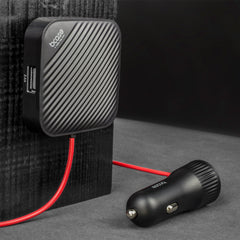 36W 4-Port Passenger Car Charger Fast Charging with 2 USB Ports 1.5M Cable