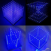 8x8x8 LED Cube 3D Light Square Blue LED Flash Electronic DIY Kit