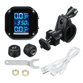Motorcycle Tire Pressure Monitoring System Real Time Sun Protection LCD Display 2 External WI Sensor Motor TPMS
