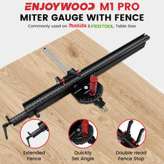 Aluminum Alloy Angle Miter Gauge for Table Saw, 0-60° Precision Settings, Extended Fence 640-1220mm, Durable Woodworking Tool