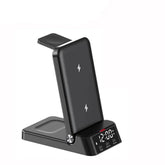 4-in-1 Wireless Charger Stand with Alarm Clock, 15W Fast Charging for iPhone, Apple Watch, AirPods, Type C Connector