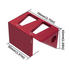 45/90 Degree Center Finder Square Jig - Precision Aluminum Alloy Ruler for Woodworking Measurements, Red