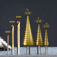 6PCS Pagoda Drill Saw Drill Bit Multi-function Step Drill High-speed Steel Metal Drilling PVC Plate Hole Opener Drill Bit