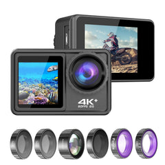 Pro-Grade 4K 24MP Dual Screen Sports DV - 170° Wide, EIS, 40M Waterproof, WiFi, Pro Lens Filters
