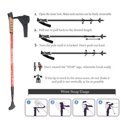 2pcs/lot Nordic Walking Sticks Camping Hiking Aluminum Adjustable Telescopic Alpenstock Trekking Pole walking
