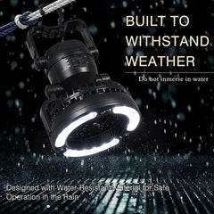 Camping Light Fan for Tent Portable Ceiling Fan with LED Light Camping Hanging Lantern for Survival Hiking Emergency