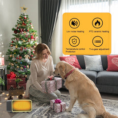 Portable 800W PTC Ceramic Space Heater - Quiet, Fast Heating, Tip-Over & Overheat Protection, 2 Adjustable Gears for Bedroom/Office