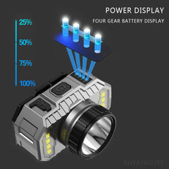 T6 LED Super Bright Headlamp Head-Mounted Flashlight Strong Light Outdoor Camping Rechargeable Night Fishing Headlight
