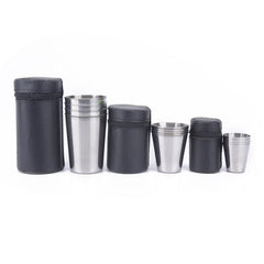 Outdoor Camping Cup Tableware 30ml/70ml/170ml Travel Cups Set Stainless Steel Cover Mug Drinking Coffee Tea Beer With Case