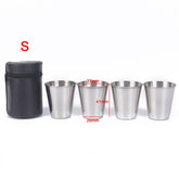 Outdoor Camping Cup Tableware 30ml/70ml/170ml Travel Cups Set Stainless Steel Cover Mug Drinking Coffee Tea Beer With Case
