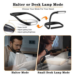 Fashion reading Light,Neck Book Light, Rechargeable, 3 Color Adjustable Brightness, Flexible Arm,Night Lamp For Reading,Camping
