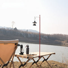 Outdoor Camping Hiking Aluminum Alloy Foldable Lamp Post Pole Portable Fishing Hanging Light Fixing Stand Holder Lantern Stand