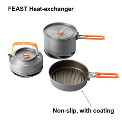 Camping Cookware Utensils Dishes Camp Cooking Set Hiking Heat Exchanger Pot Kettle Outdoor Tourism Tableware