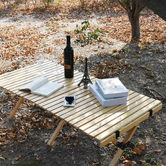 Folding Wood Table Portable Camping Large Wooden Desk with Carry Bag for Beach Picnic Outdoor Garden Backyard Furniture