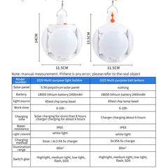 LED Bulb Solar Light Outdoor Waterproof Emergency Rechargeable Bulb Light Camping Garden Lighting Solar Lamp