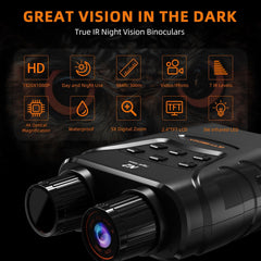 Night Vision Binoculars Night Vision Goggles with 2.4-inch Screen 5x Zoom Adjustable Brightness 1080P HD Video Recording for Outdoor Activities Hunting Wildlife Observation