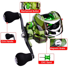 18+1 BB Ball Bearing 7.2:1 Portable Fishing Reel Baitcasting Reel Right Hand Fishing Bait Casting Reel