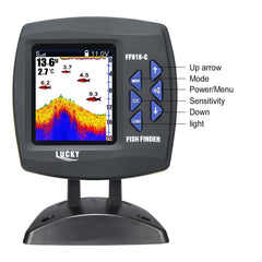 Wired Transducer Fishfinder LCD Boat Fish Detector, 45° Beam, 200Khz, 180m Depth - Pinpoint Fish Location!