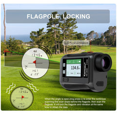 Golf Rangefinder Distance Meter with LCD Touch Screen 6.5X Magnification USB Rechargeable Range Finder with Speaker Slope Function Flagpole Locking