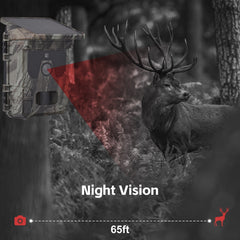 Solar Powered Night Vision Trail Camera 50MP 4K Hunting Camera Built-in Battery 0.5s Trigger Time 120° Detection Angle with 32G Memory Card