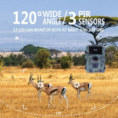 2.7K 60MP Trail Camera Night Vision Waterproof Hunting Camera with 2 Inch Screen for Outdoor Wildlife Monitoring